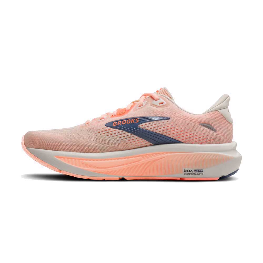 Women's Ghost 18 Running Shoe - Star White/Cyber Peach/Grey - Wide (D)