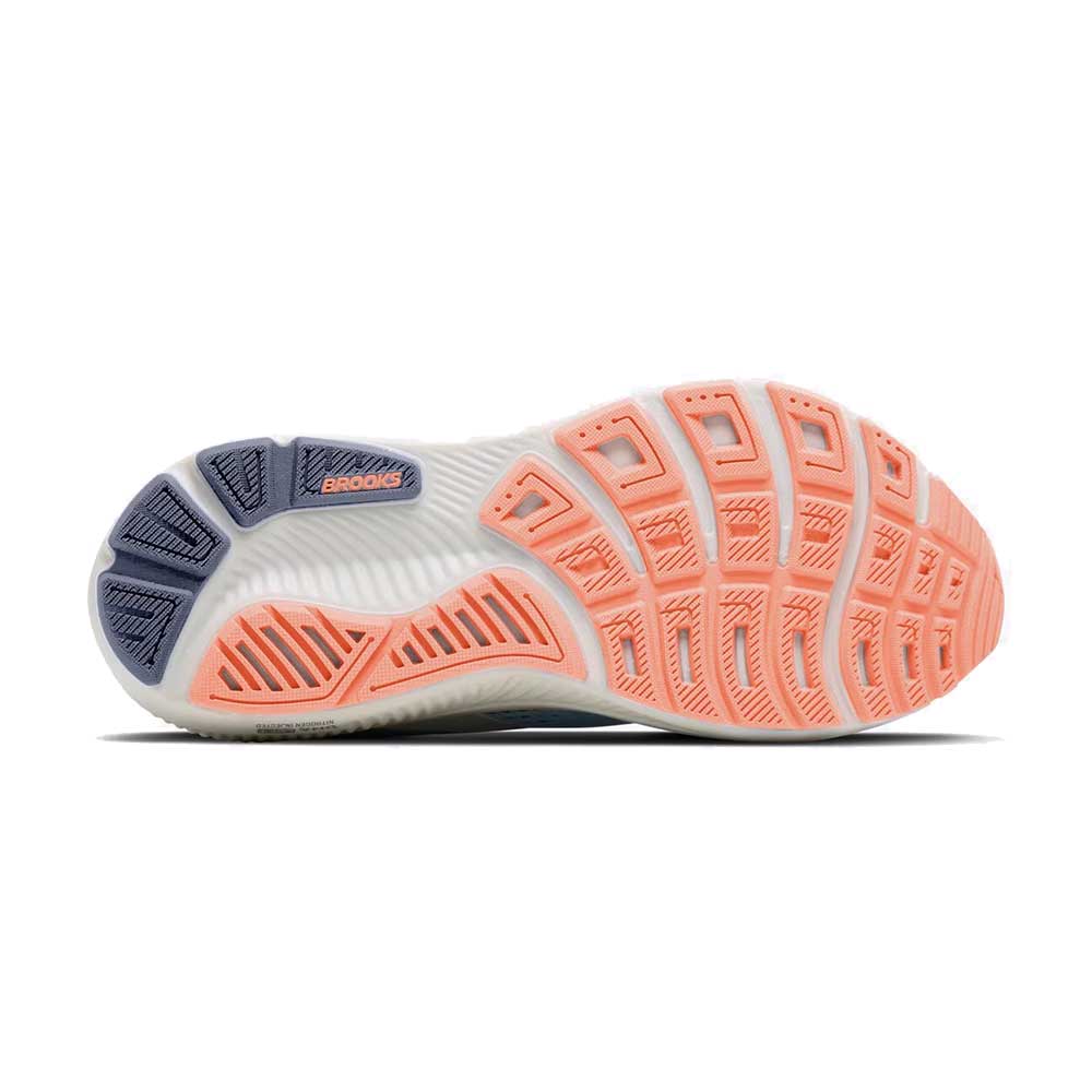Women's Ghost 18 Running Shoe - Star White/Cyber Peach/Grey - Wide (D)