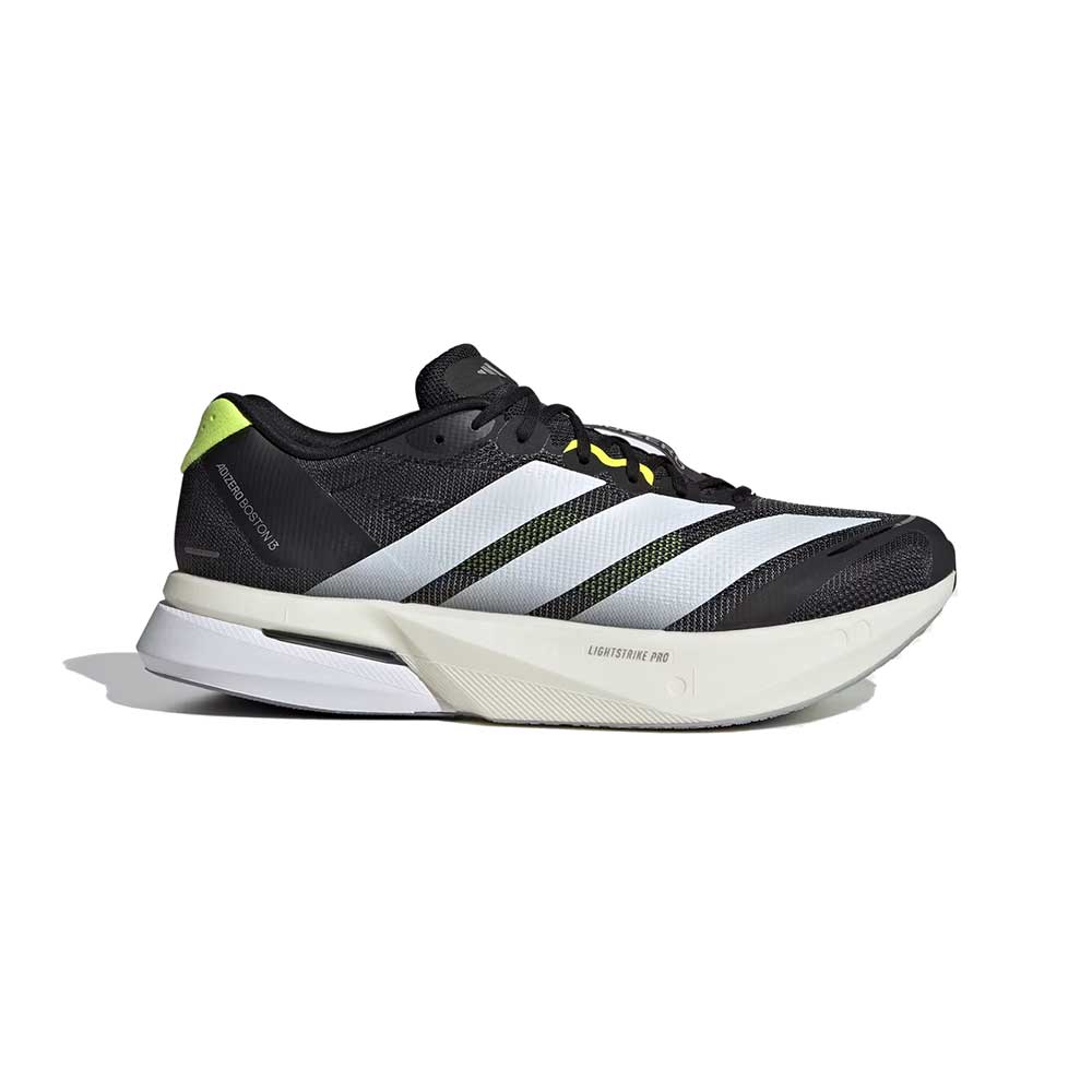 Men's Adizero Boston 13 Running Shoe - Core Black/Footwear White/Solar Yellow - Regular (D)
