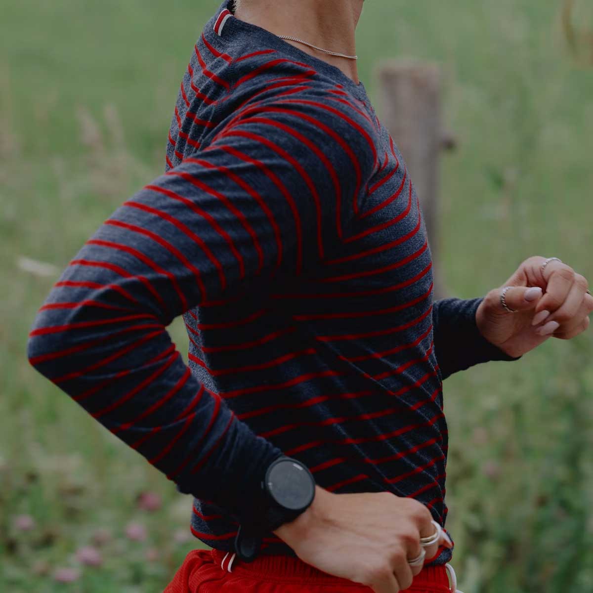 Women's Brighton Base Layer - Navy/Racing Red Stripe
