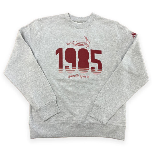 All Gender Vintage Gazelle 1985 Ombre Crewneck Sweatshirt - Grey Heather/Burgundy