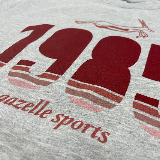 All Gender Vintage Gazelle 1985 Ombre Crewneck Sweatshirt - Grey Heather/Burgundy