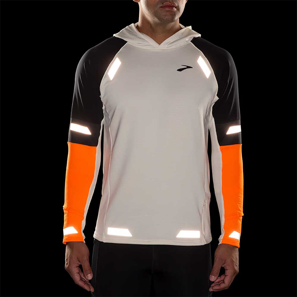 Men's Run Visible Notch Thermal Hoodie 2.0 - Ecru/Fluoro Flash/Black