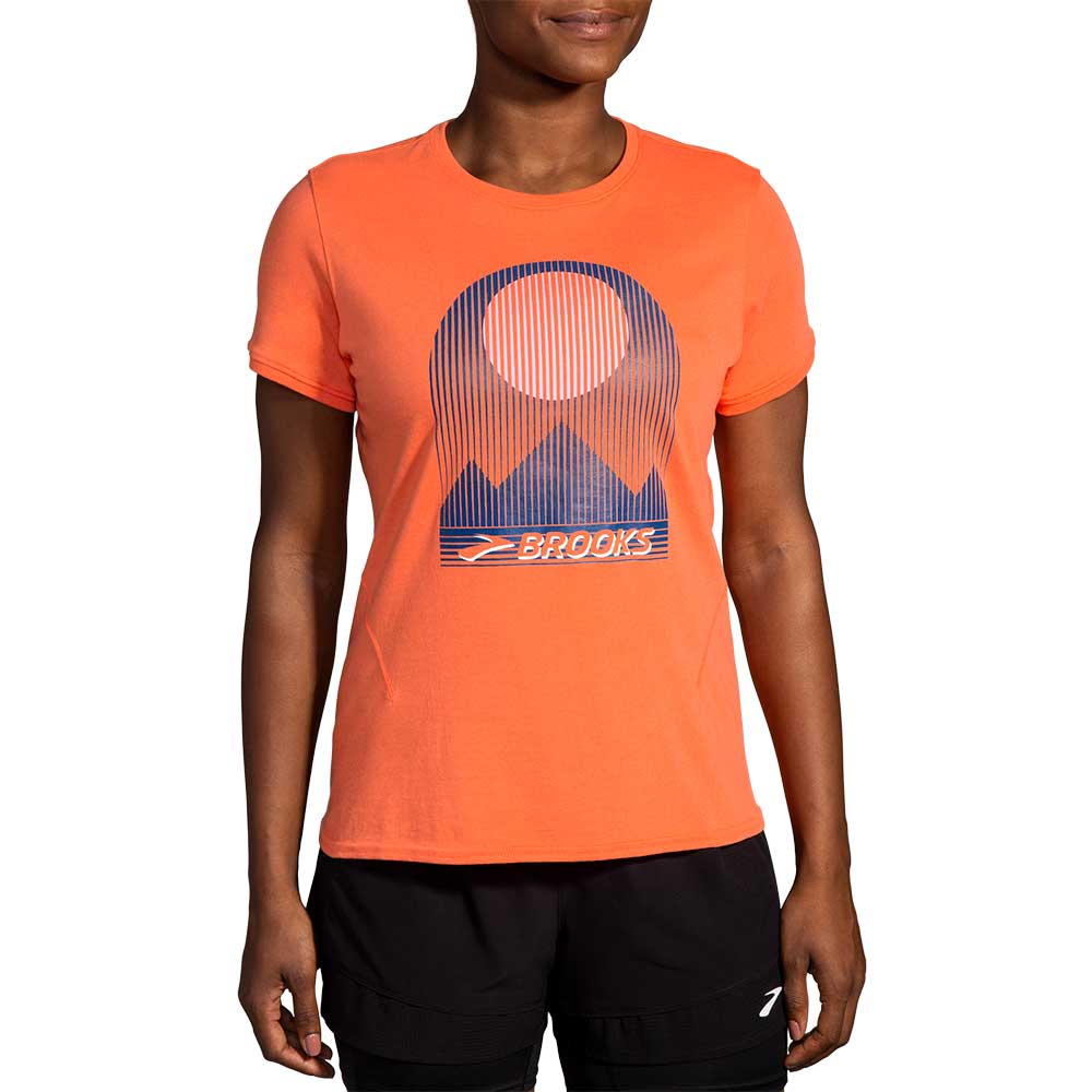 Women's Distance Short Sleeve 2.0 - Htr Bright Orange/Eclipse