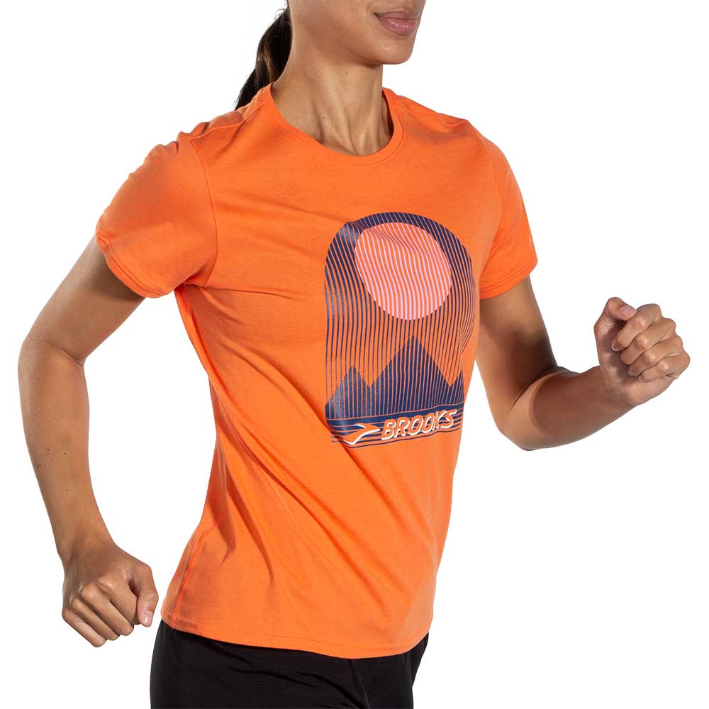 Women's Distance Short Sleeve 2.0 - Htr Bright Orange/Eclipse