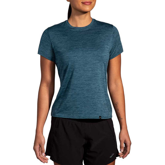 Women's Luxe Short Sleeve Top - Heather Ocean Blue