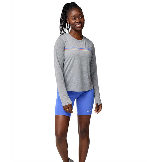 Women's Distance Long Sleeve 3.0 - Heather Ash/Stripe