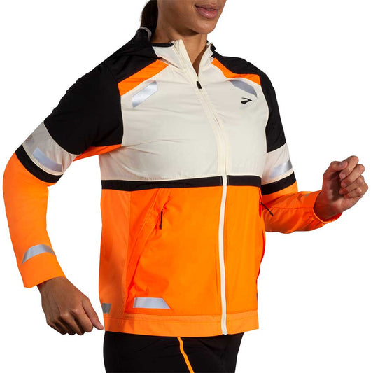 Women's Run Visible Jacket 2.0 - Ecru/Fluoro Flash/Black