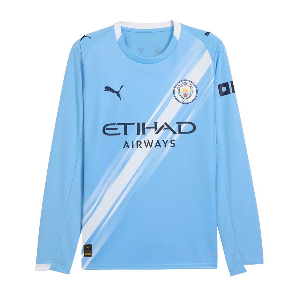 Men's Manchster City FC Home LS Jersey Replica - Team Light Blue/Puma White