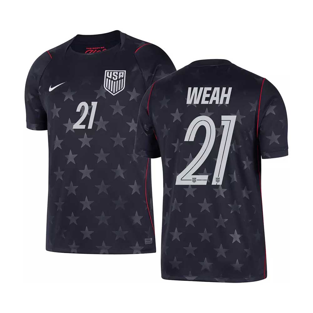 Men's USA DF SS Away Stadium Jersey WEAH #21 - Dark Obsidian/Pure Platinum