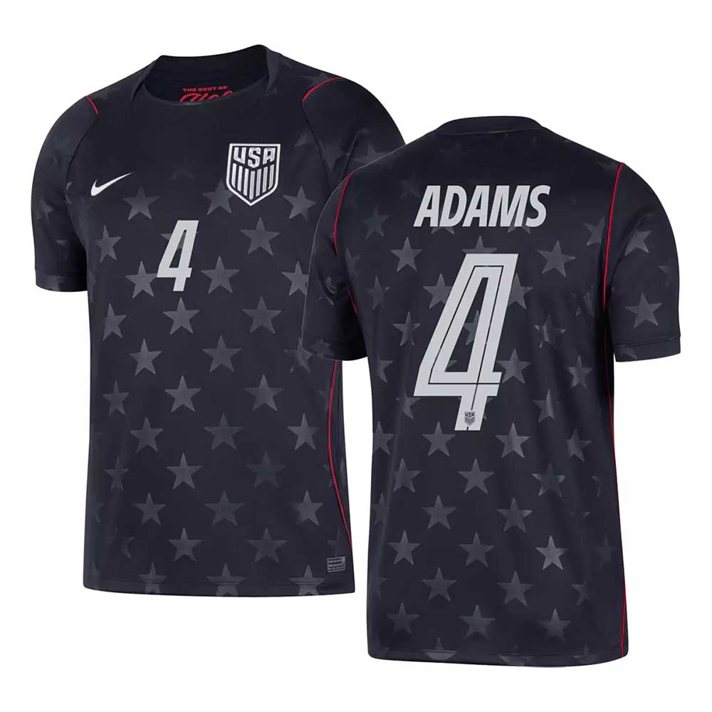 Men's USA DF SS Away Stadium Jersey ADAMS #4 - Dark Obsidian/Pure Platinum