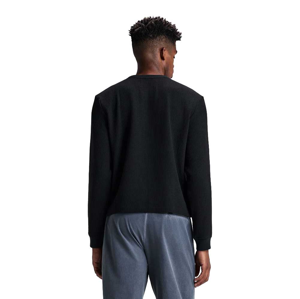Men's Waffle Long Sleeve Performance Tee - Black
