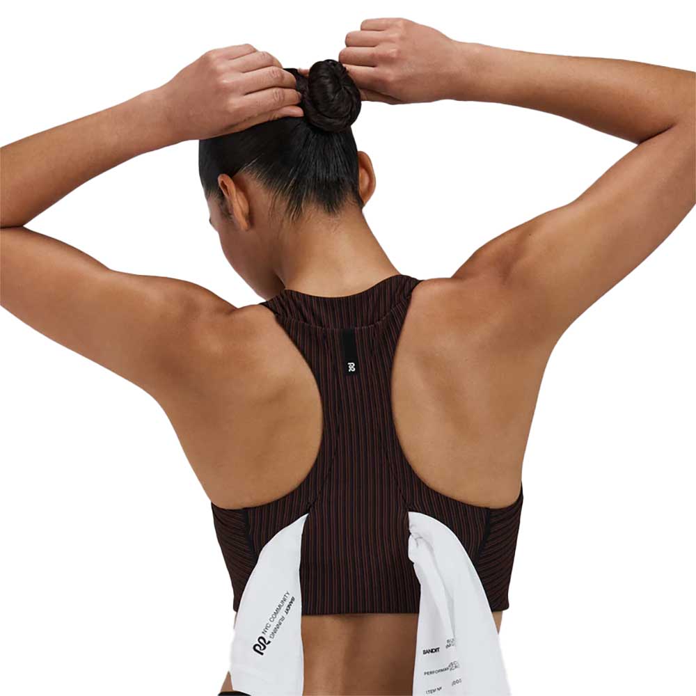 Women's Varigated Stripe Cadence Longline Bra - Cacao/Bandit Black