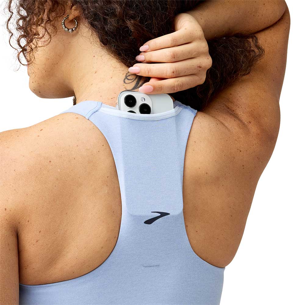 Women's Luxe Pocket Sports Bra - Heather Halogen Blue