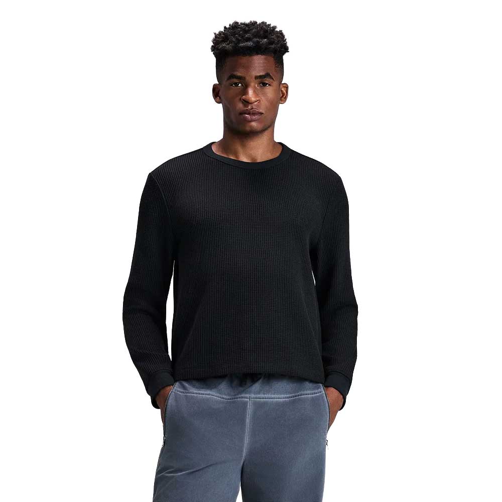 Men's Waffle Long Sleeve Performance Tee - Black