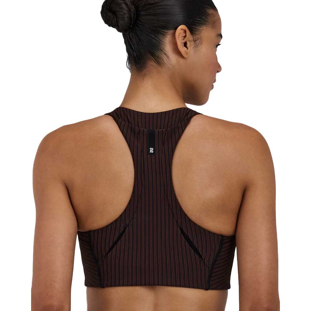 Women's Varigated Stripe Cadence Longline Bra - Cacao/Bandit Black