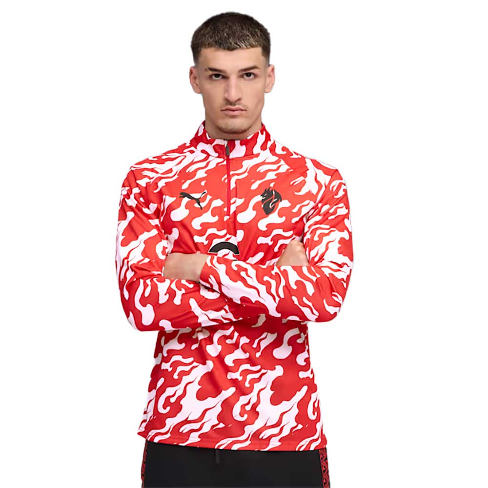 ACM Warm Up ¼ Zip Top - Puma White/For All Time Red