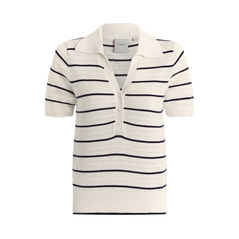 Women's Wren Knit Polo - White/Blue Nights