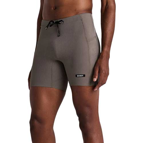 Men's Striped Cadence Quarter Tights - Concrete Taupe/Cocoa Stripe