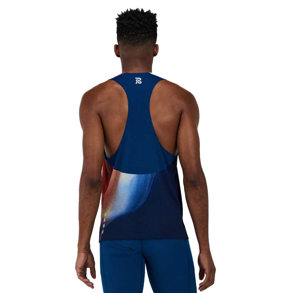 Men's Lightweight Drift Graphene Racing Singlet - Rusted Apricop/Ink Blue Multi Print