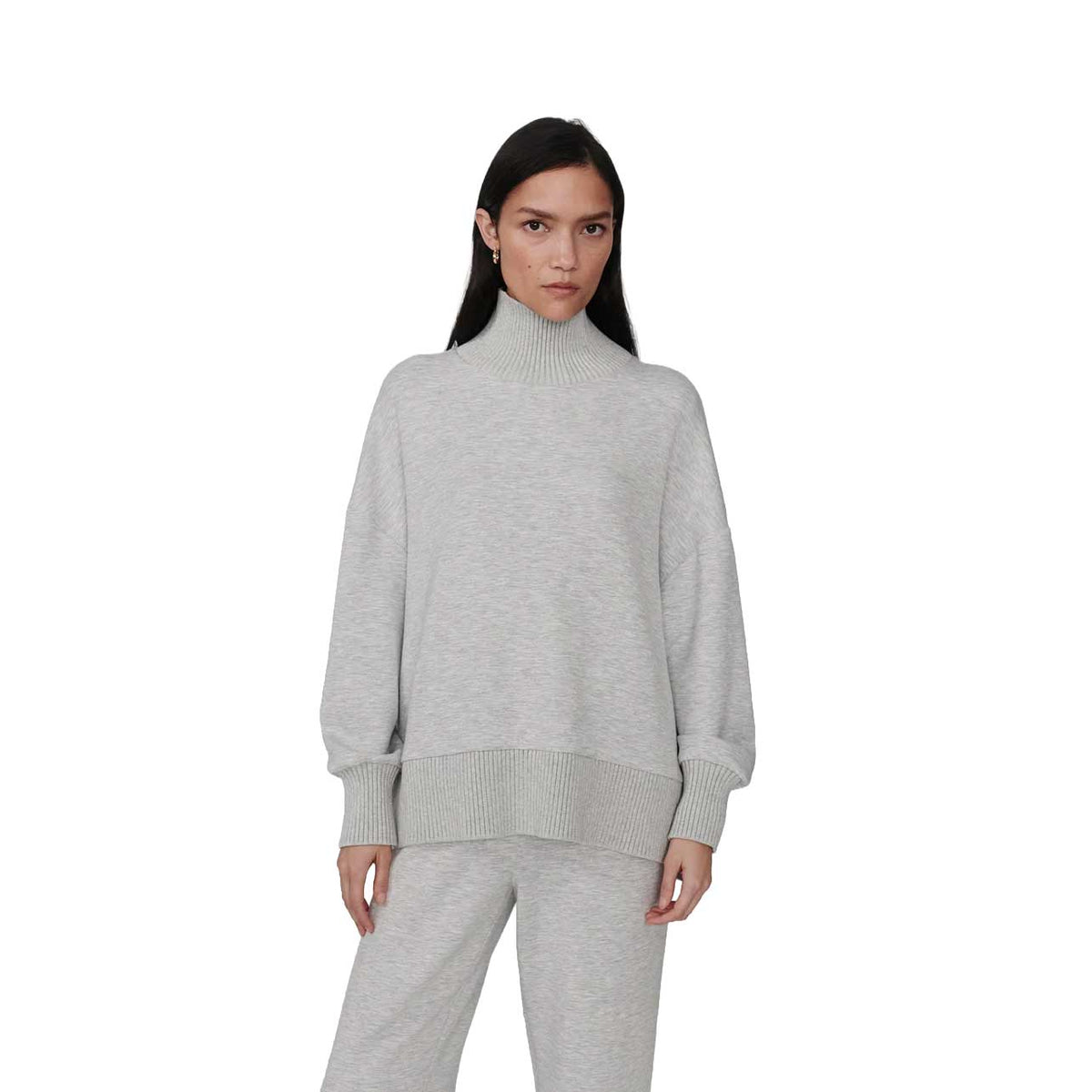 Women's Barker High Neck Sweat - Light Grey Marl