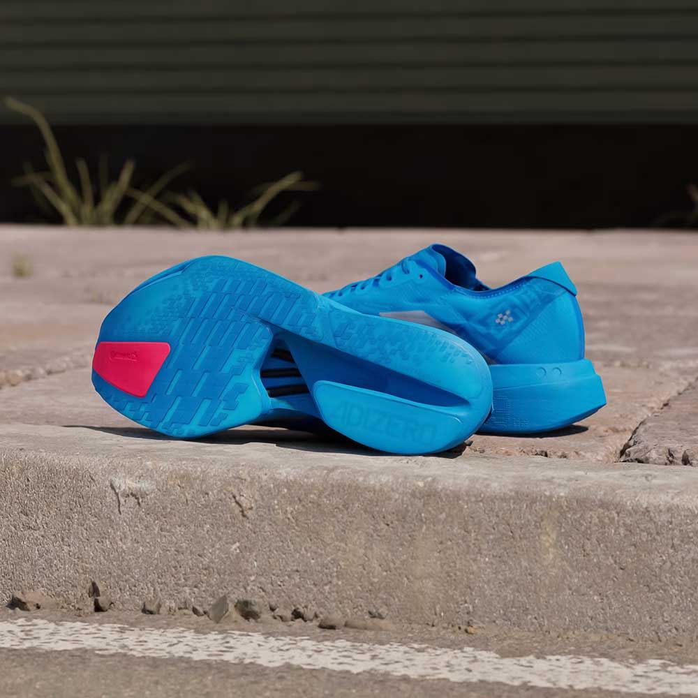 Men's Adizero Adios Pro 4 Running Shoe - Solar Blue/Silver Metallic/Lucid Red - Regular (D)