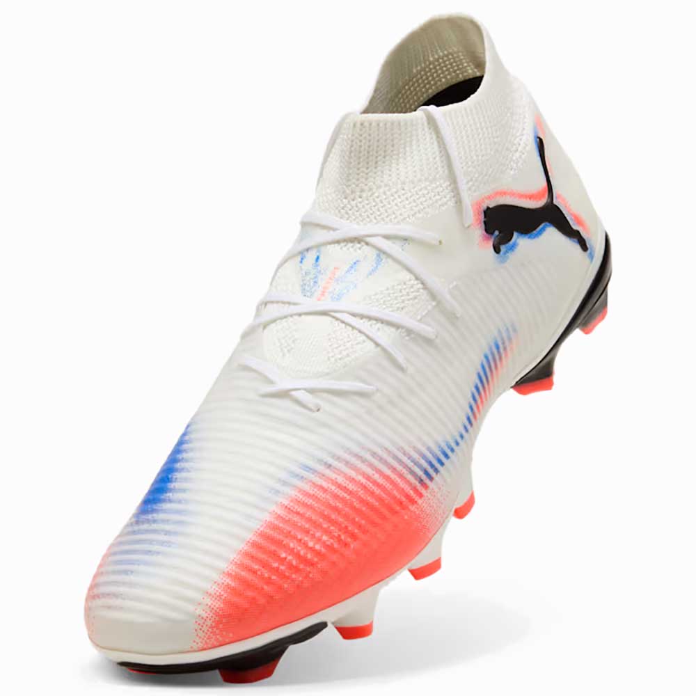 Men's Future 8 Pro FG/AG Soccer Cleat - Puma White/Puma Black/Glowing Red - Regular (D)