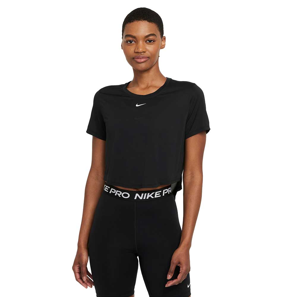 Women's Nike Dri-FIT One Standard Fit Short Sleeve Cropped Top - Black