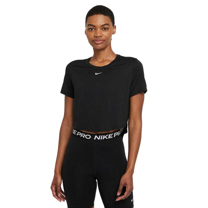Women's Nike Dri-FIT One Standard Fit Short Sleeve Cropped Top - Black