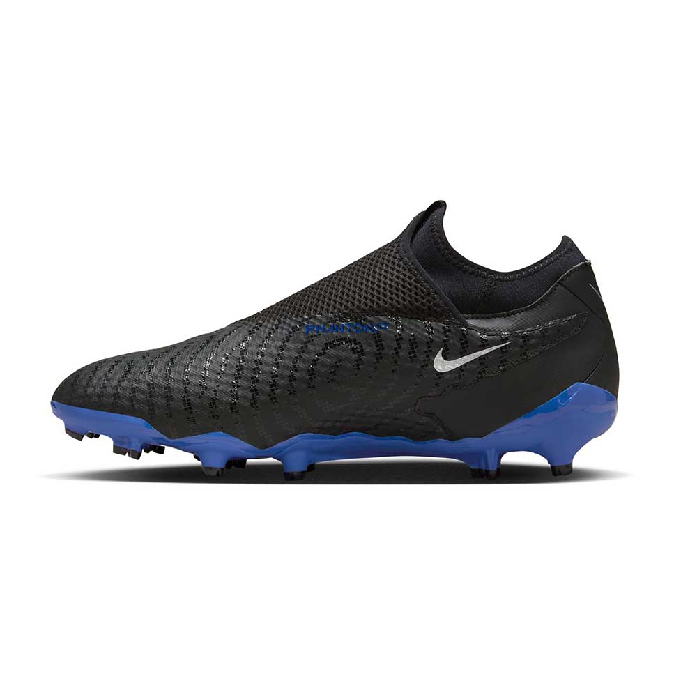 Unisex Nike Phantom GX Academy Dynamic Fit MG Soccer Cleat - Black/Chrome-Hyper Royal- Regular (D)