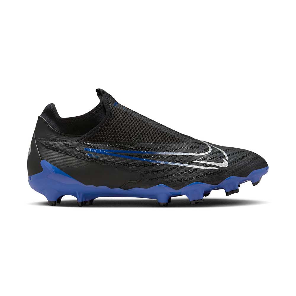 Unisex Nike Phantom GX Academy Dynamic Fit MG Soccer Cleat - Black/Chrome-Hyper Royal- Regular (D)