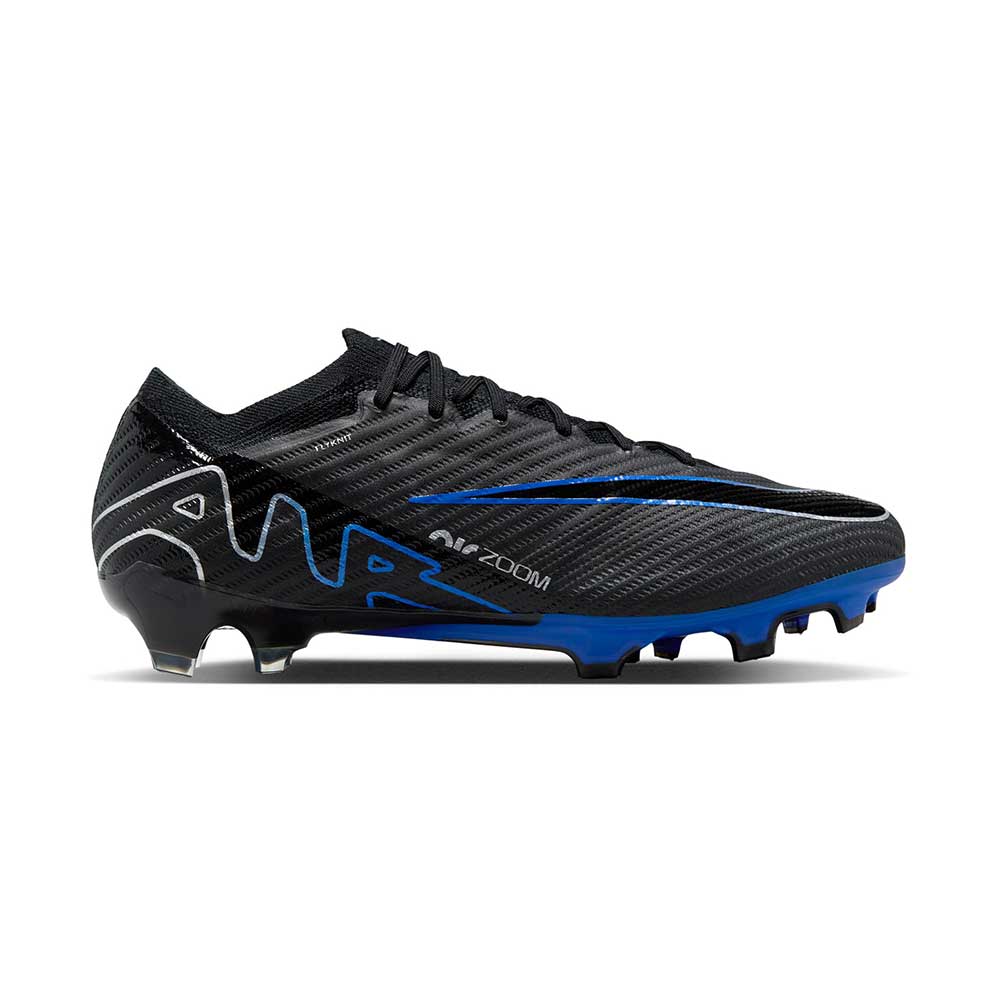Nike Zoom Mercurial Vapor 15 Elite FG Soccer Cleat- Black/Chrome-Hyper Blue- Regular (D)