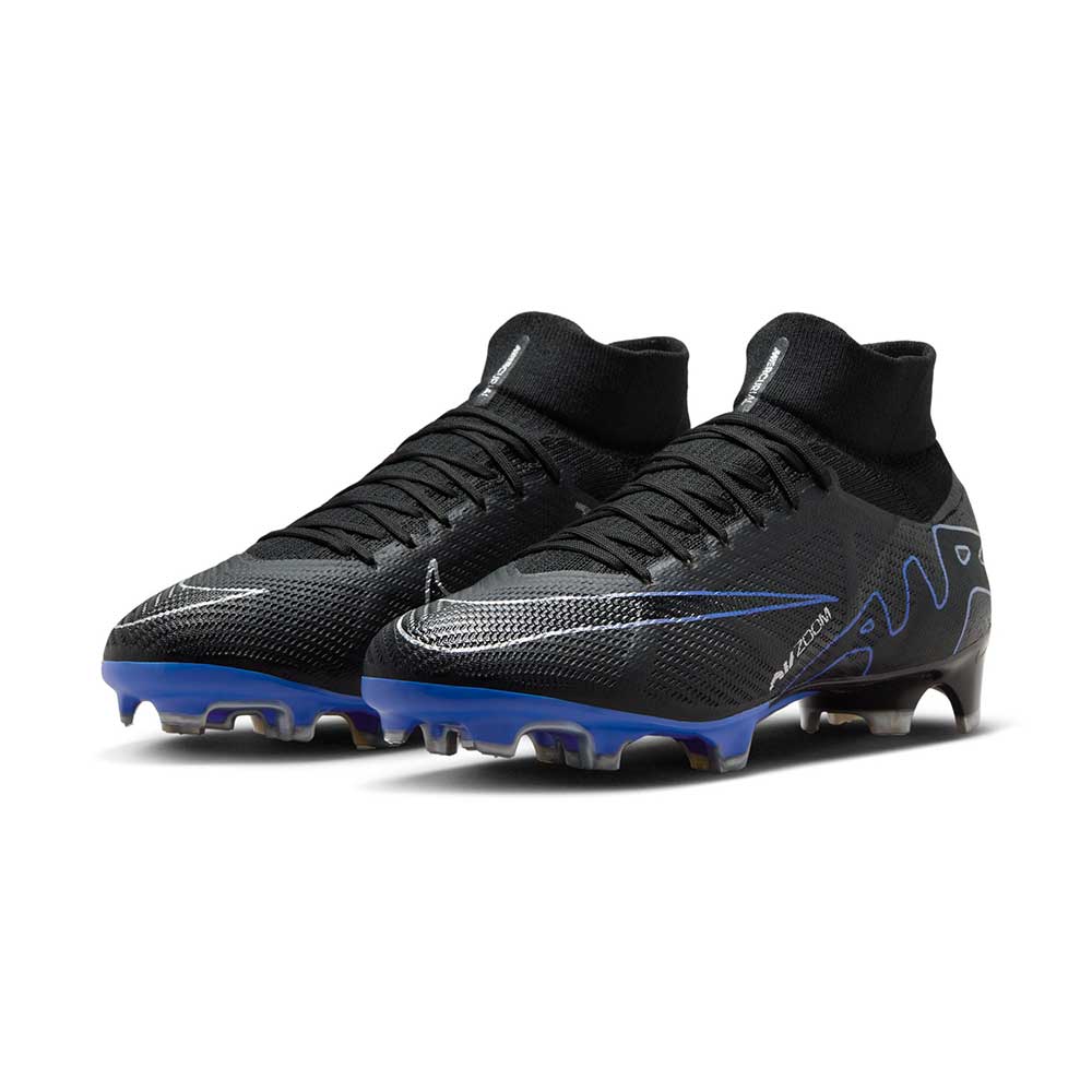 Unisex Nike Zoom Mercurial Superfly 9 Pro FG Soccer Shoe - Black/Chrome-Hyper Royal- Regular (D)