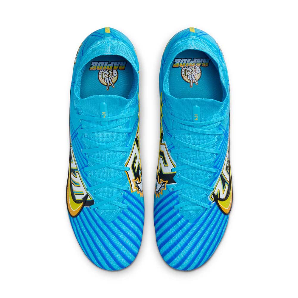 Men's Nike Zoom Mercurial Superfly 9 Elite KM FG Firm-Ground Soccer Cleats - Baltic Blue/White- Regular (D)