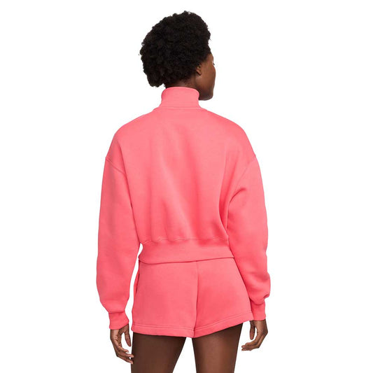 Women's Nike Phoenix Fleece Quarter Zip Crop - Aster Pink