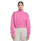 Women's 1/2 Zip Cropped Sweatshirt - Playful Pink