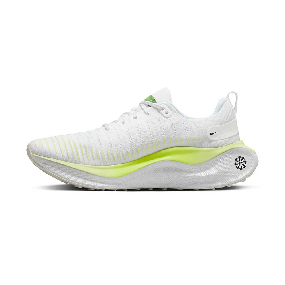 Men's Nike React Infinity Run Flyknit 4 Running Shoe- White/Light Lemon Twist/Volt/Black- Regular (B)