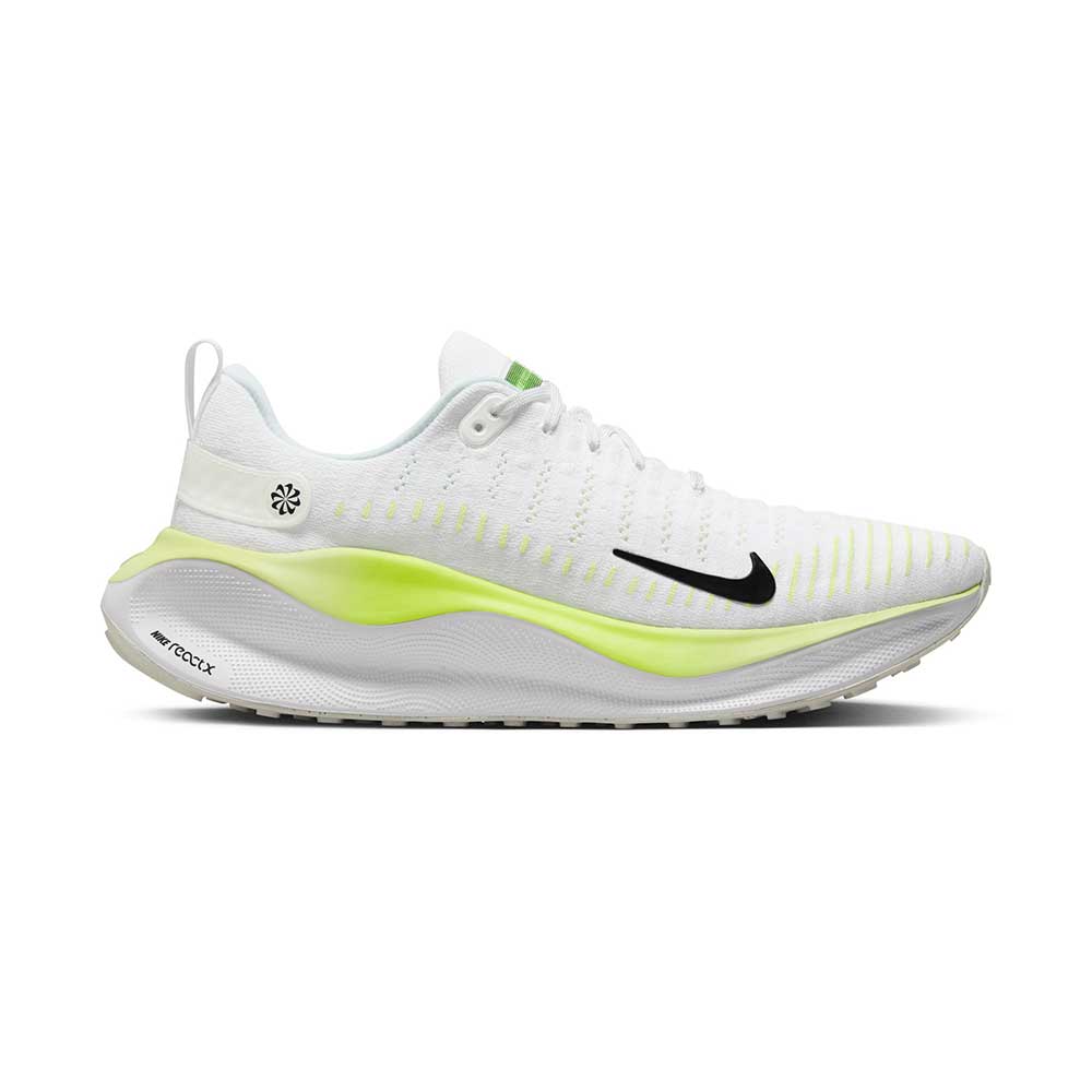 Men's Nike React Infinity Run Flyknit 4 Running Shoe- White/Light Lemon Twist/Volt/Black- Regular (B)