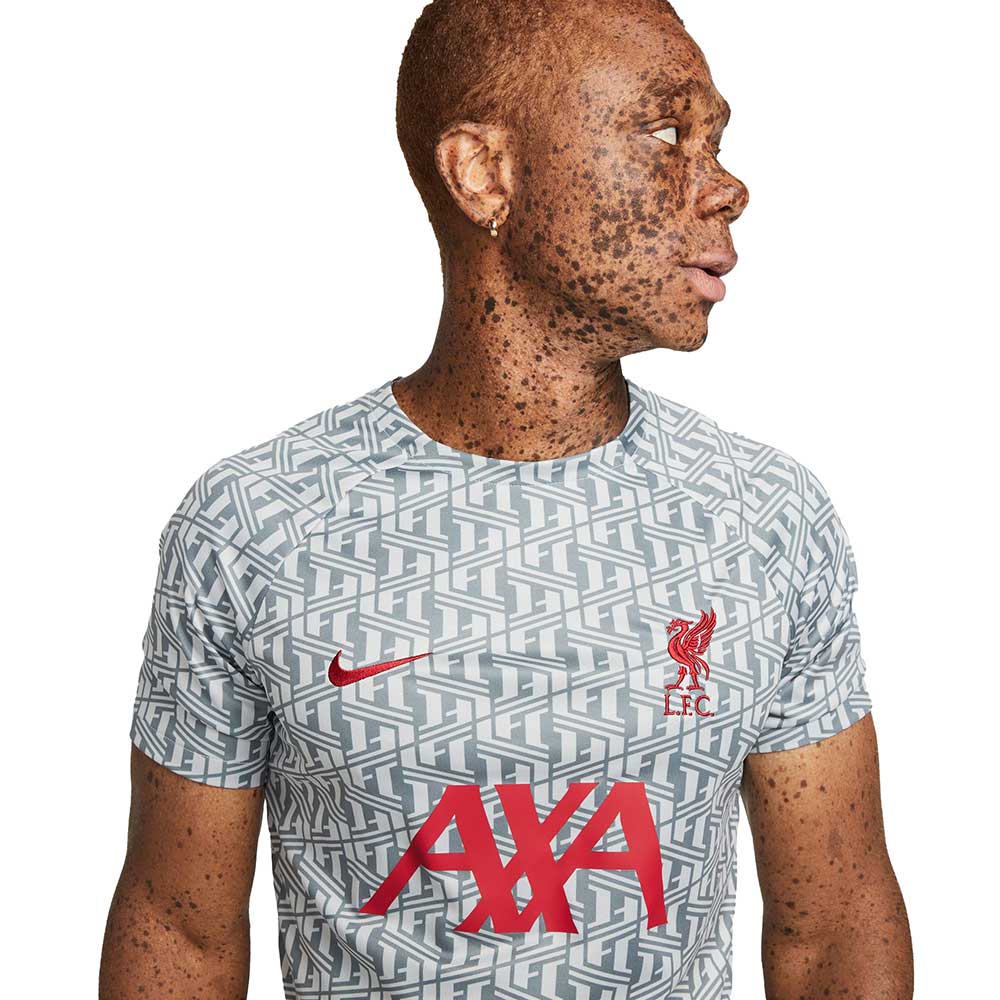 Men's Liverpool FC Prematch Short Sleeve - Wolf Grey/Tough Red