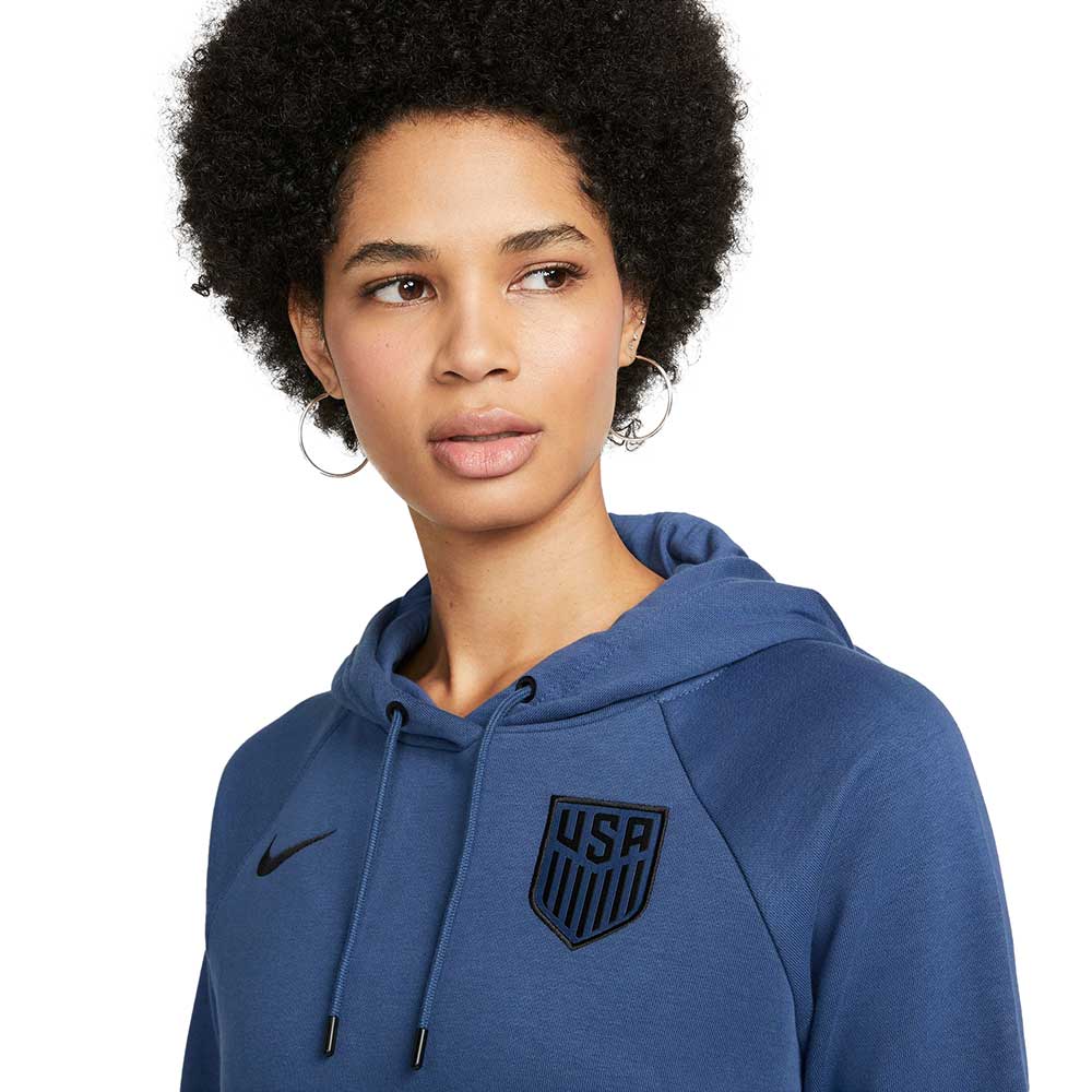 Women's USA Pullover Fleece Soccer Hoodie - Mystic Navy/Black