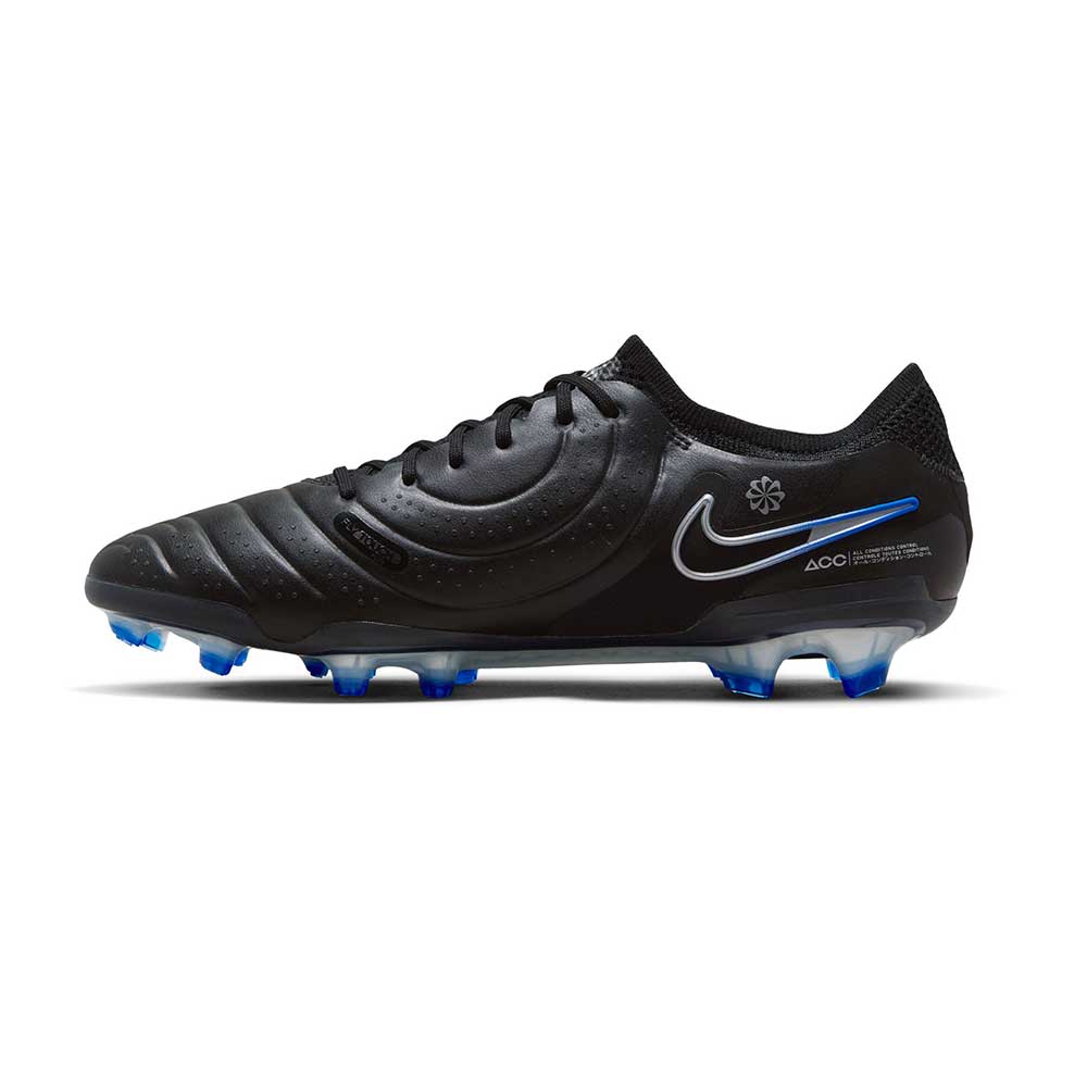 Unisex Nike Tiempo Legend 10 Elite FG Soccer Cleat - Black/Chrome-Hyper Blue- Regular (D)