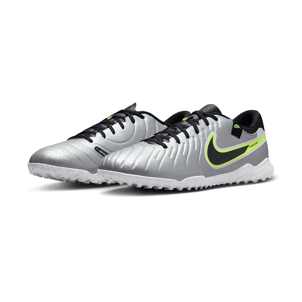 Tiempo Legend 10 Academy TF Turf Soccer Shoe - Metallic Silver/White/Volt - Regular (D)