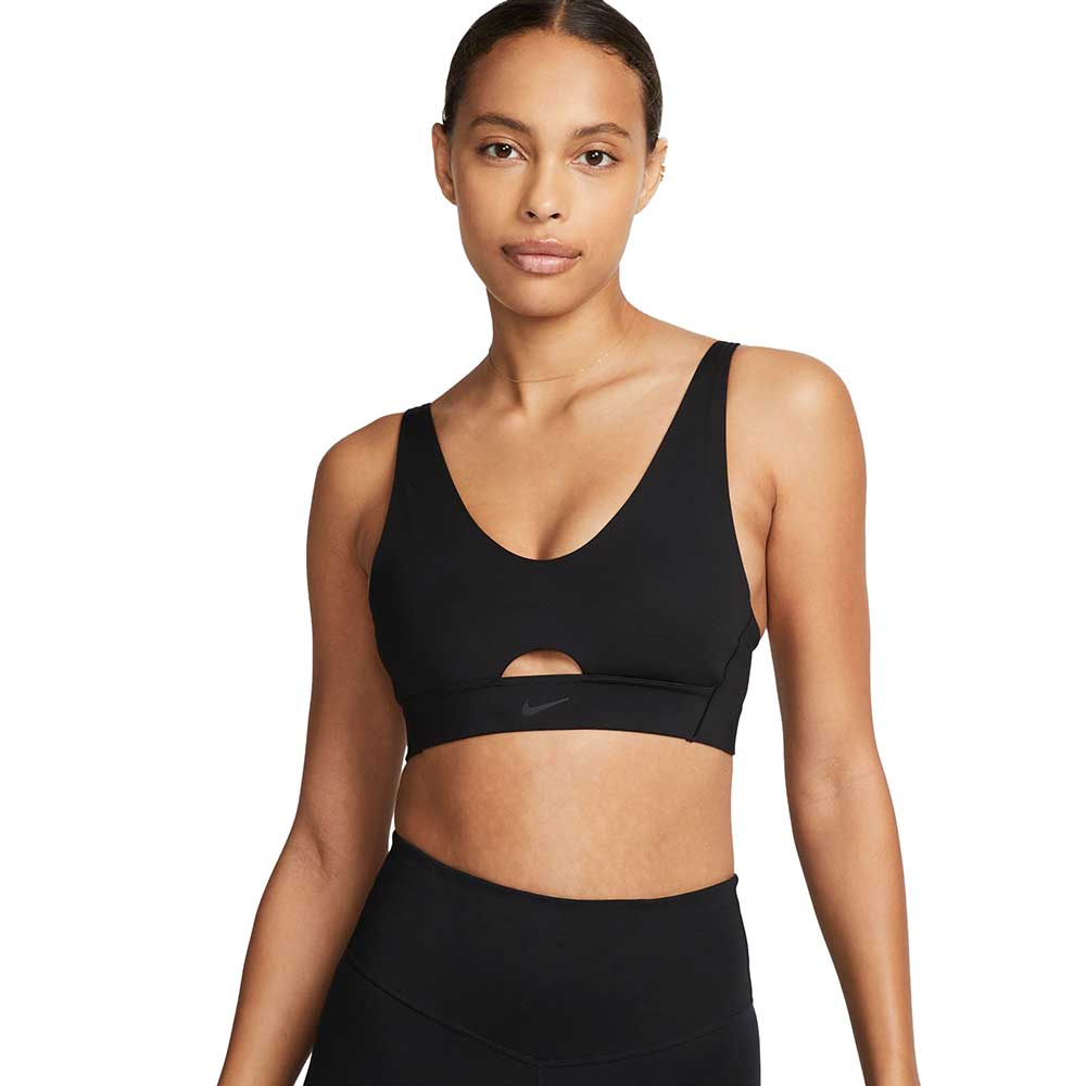 Women's Nike Indy Plunge Cutout Bra - Black/Dark Smoke Grey