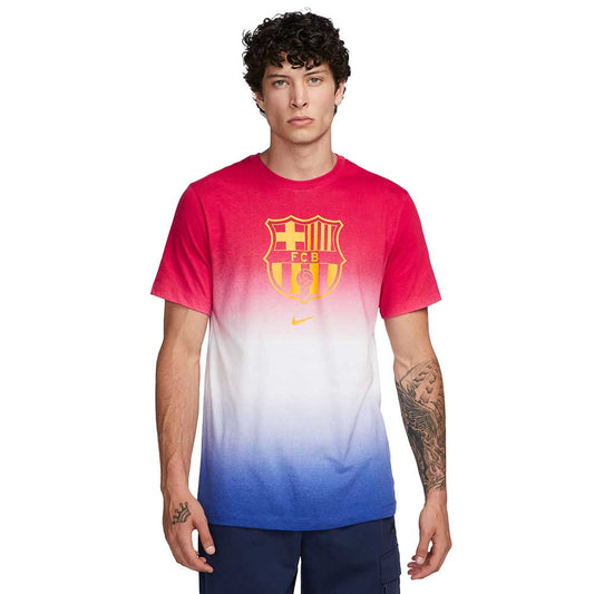 Men's FC Barcelona Crest Tee - White/Noble Red/Deep Royal Blue/Amarillo