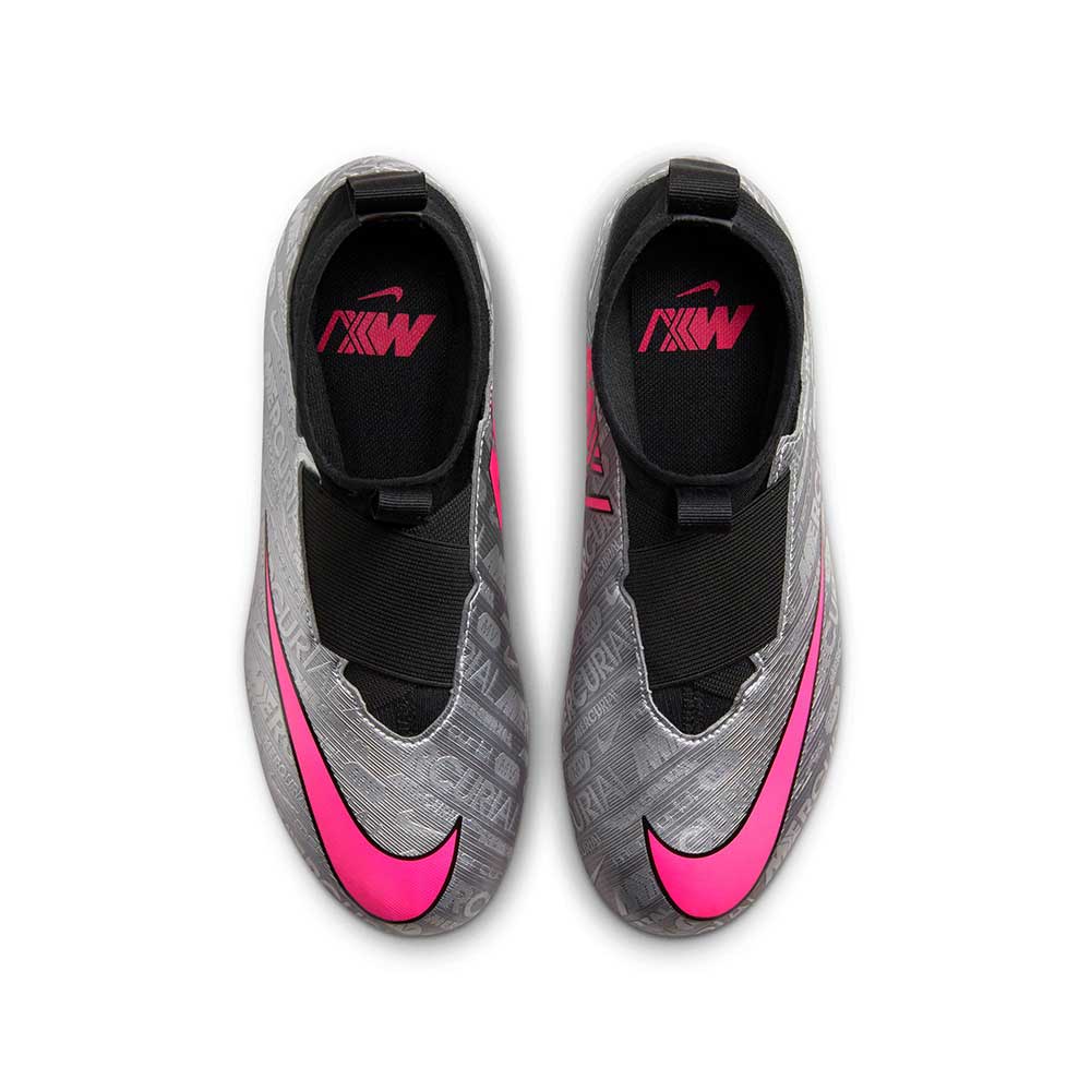 Jr. Zoom Mercurial Superfly 9 Academy XXV MG Soccer Cleats- Metallic Silver/Hyper Pink- Regular (D)