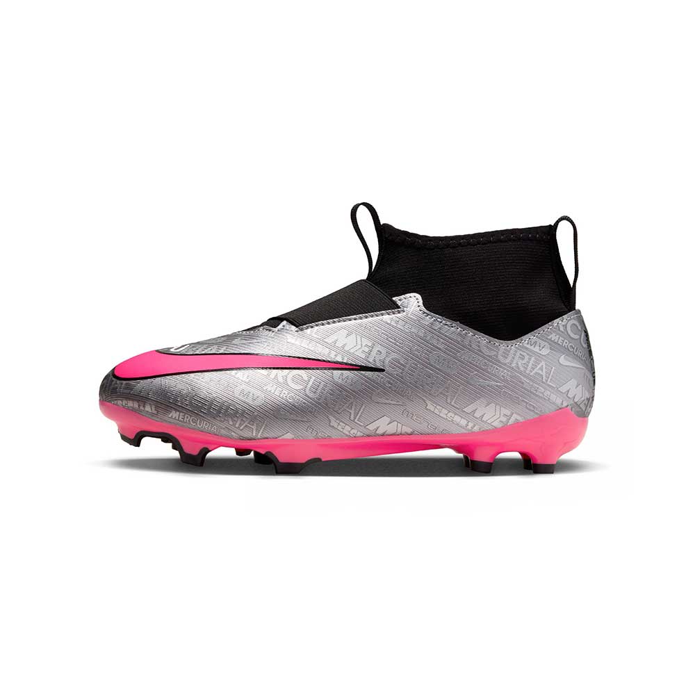 Jr. Zoom Mercurial Superfly 9 Academy XXV MG Soccer Cleats- Metallic Silver/Hyper Pink- Regular (D)