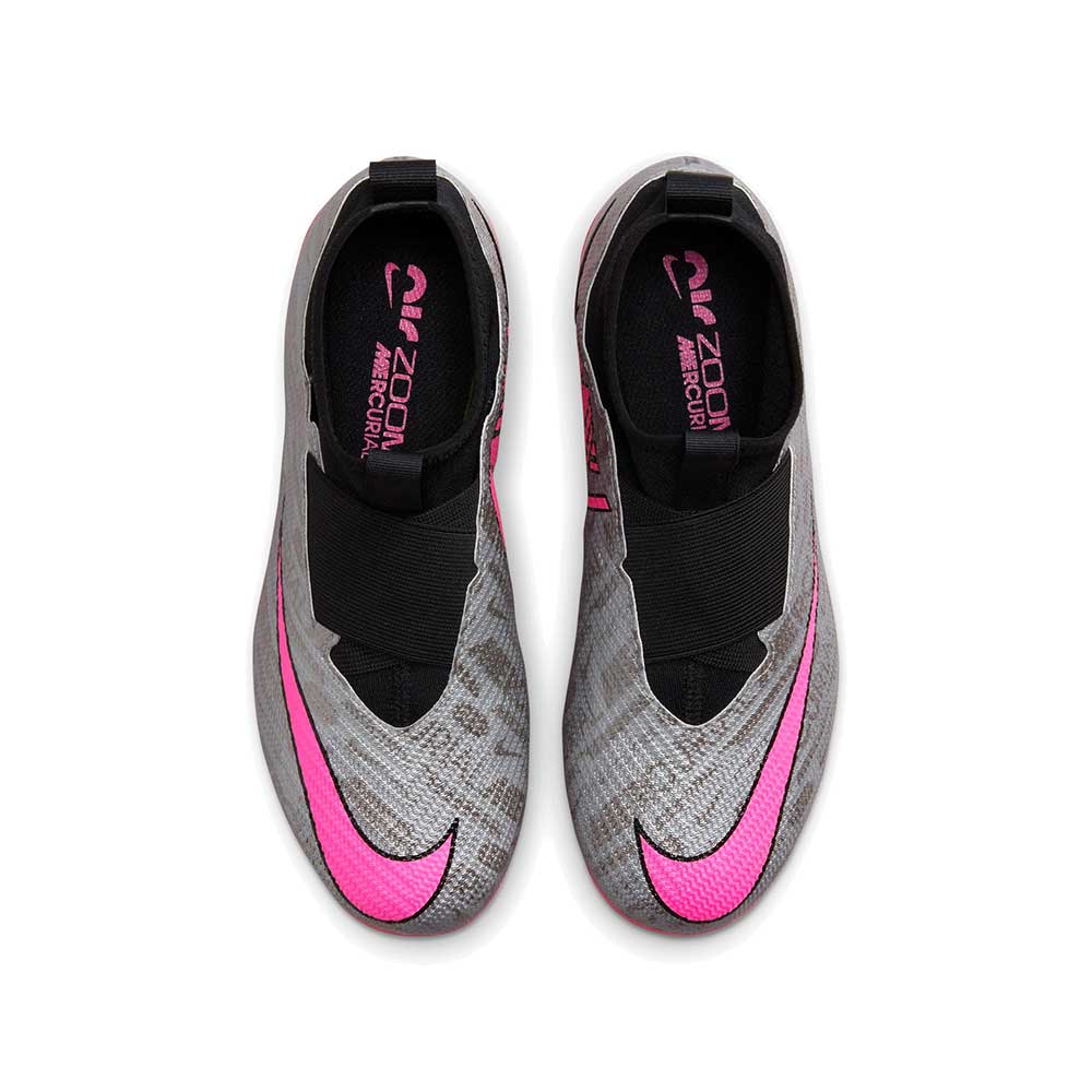 Youth Nike Jr. Zoom Mercurial Superfly 9 Pro XXV FG Soccer Cleats - Metallic Silver/Hyper Pink - Regular (D)