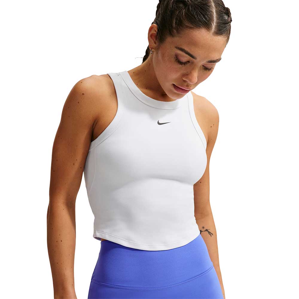Women's Nike One Fitted Dri-FIT Crop Tank - White/Black