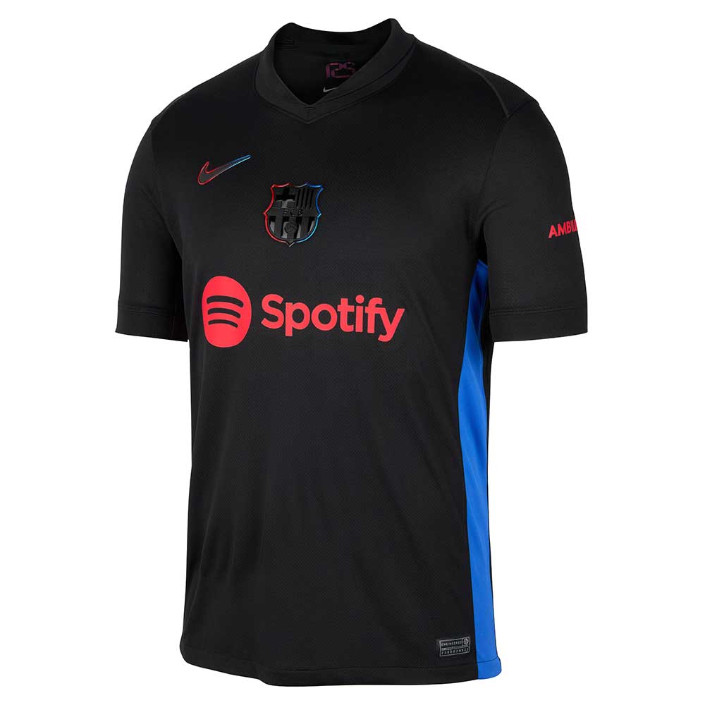 Men's FC Barcelona 2024/25 Stadium Away Nike Dri-FIT Soccer Replica Jersey - Black/University Red/Hyper Royal/Black