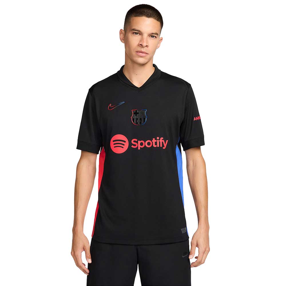 Men's FC Barcelona 2024/25 Stadium Away Nike Dri-FIT Soccer Replica Jersey - Black/University Red/Hyper Royal/Black